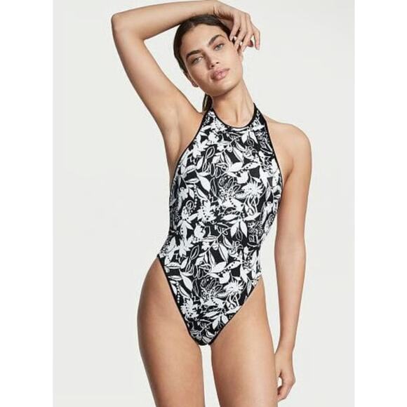 Victoria's Secret black & white iconic palm one piece swimsuit XS - Picture 1 of 8